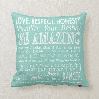 Carrie's Inspirational Dance Quotes Pillow- Aqua Throw Pillow