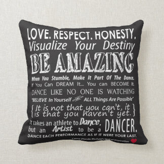 Carries Inspirational Dance Quotes Pillow- Black Throw Pillow
