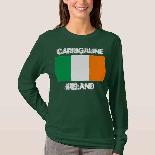 Carrigaline, Ireland with Irish flag T-Shirt (Front)