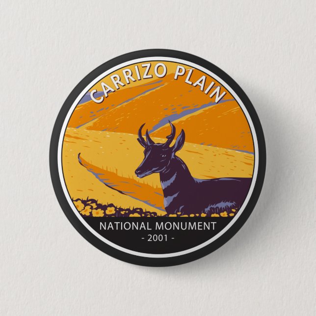 Carrizo Plain National Monument Vintage Circle  Button (Front)