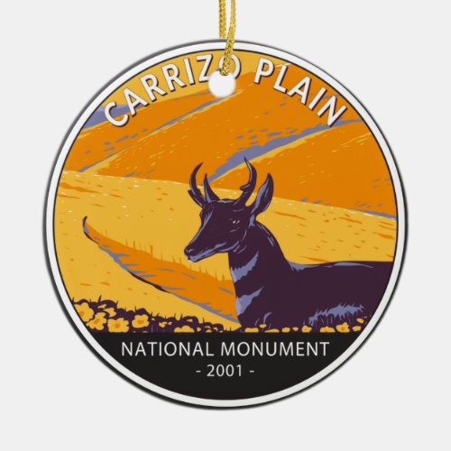 Carrizo Plain National Monument Vintage Circle  Ceramic Ornament