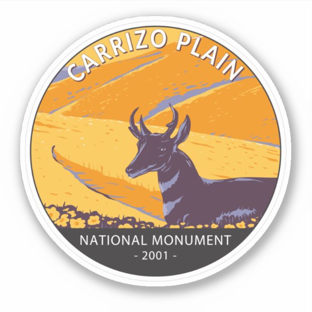 Carrizo Plain National Monument Vintage Circle Sticker (Front)