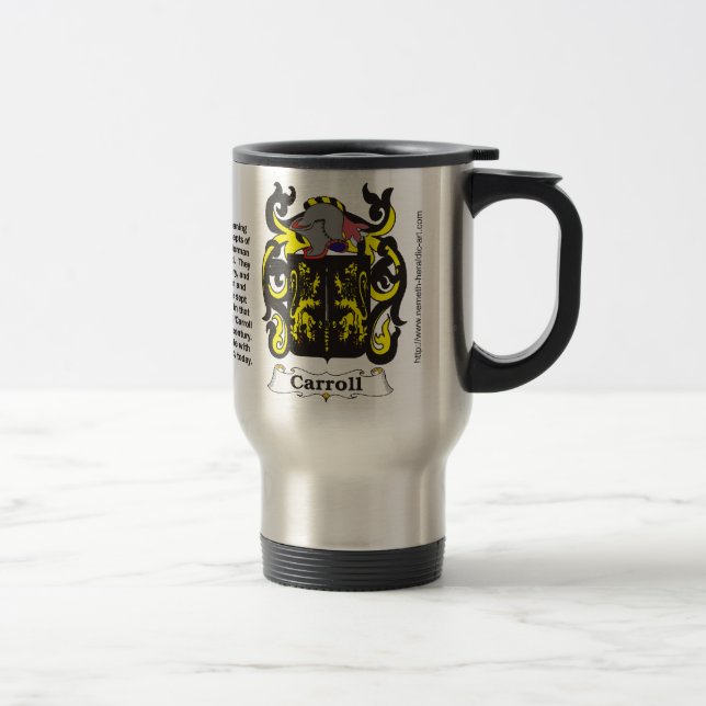 Carroll Family Coat of Arms Travel Mug (Right)