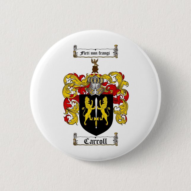 CARROLL FAMILY CREST -  CARROLL COAT OF ARMS PINBACK BUTTON (Front)