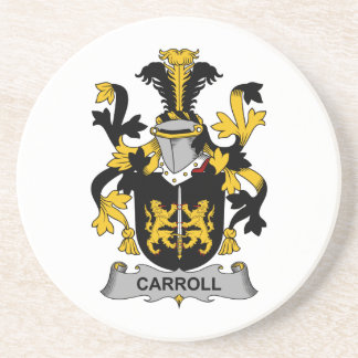 Carroll Family Crest Sandstone Coaster