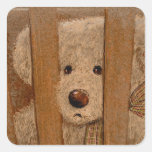 Carroll Teddy Bear Card Square Sticker