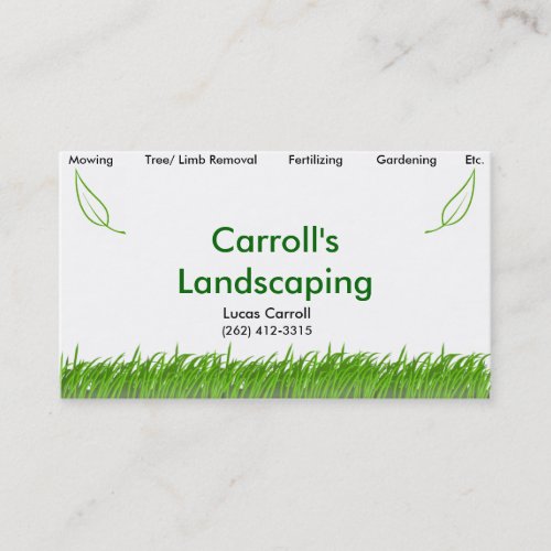 Carrolls Landscaping Business Card