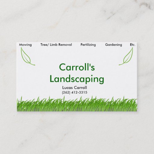 Customizable Carroll's Landscaping Business Cards