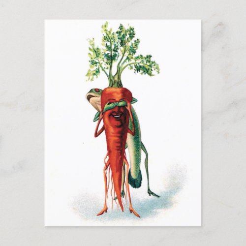 Carrot and Frog Funny Valentine Postcard