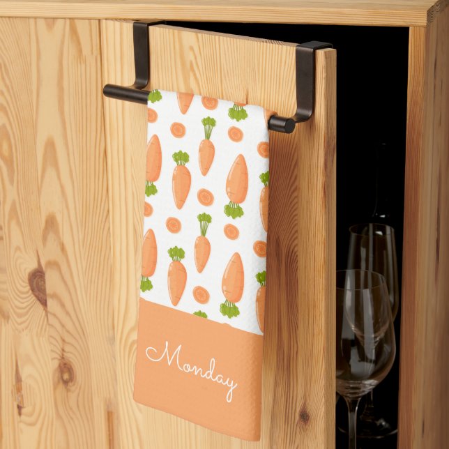 Carrot and slice pattern kitchen towel (Thirds Fold)