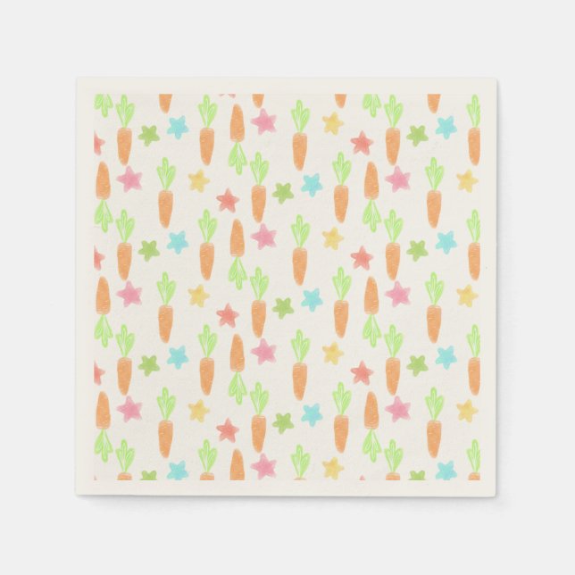 Carrot and Stars Pattern Napkins (Front)