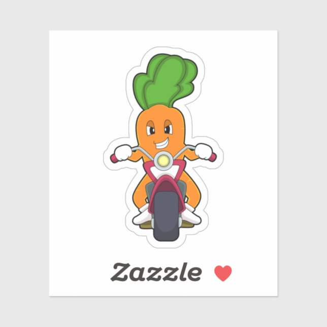 Carrot as Biker with Motorcycle.PNG Sticker (Sheet)