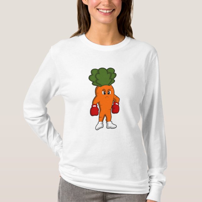 Carrot as Boxer with Boxing gloves T-Shirt (Front)