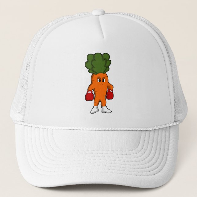 Carrot as Boxer with Boxing gloves Trucker Hat (Front)