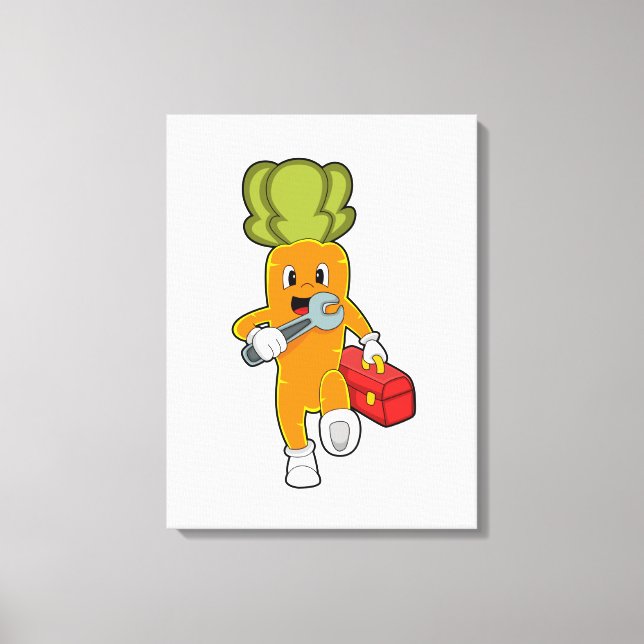 Carrot as Mechanic with Toolbox Canvas Print (Front)