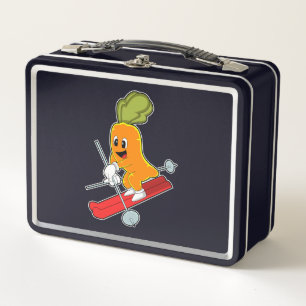 Carrot as Skier with Ski Metal Lunch Box