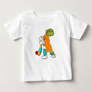 Carrot at Cricket with Cricket bat Baby T-Shirt