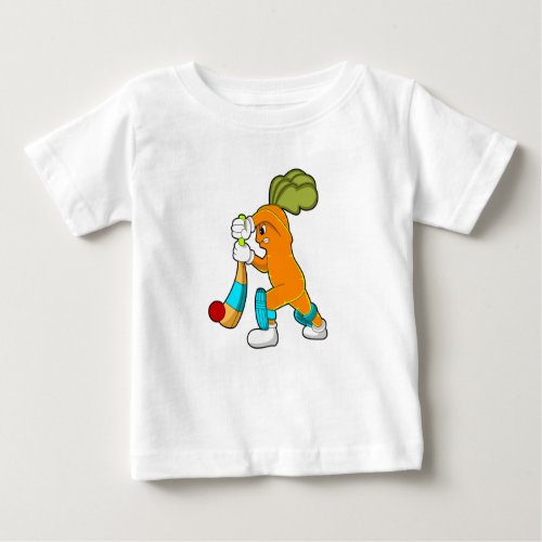 Carrot at Cricket with Cricket bat Baby T_Shirt