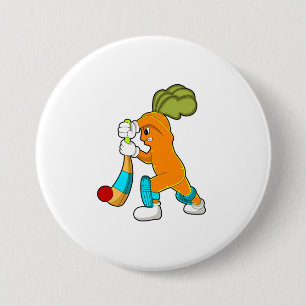 Carrot at Cricket with Cricket bat Button