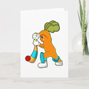 Carrot at Cricket with Cricket bat Card