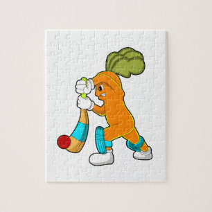 Carrot at Cricket with Cricket bat Jigsaw Puzzle