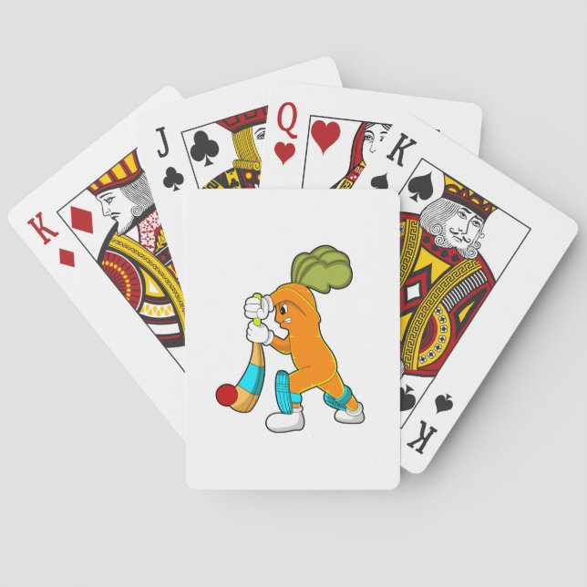 Carrot at Cricket with Cricket bat Poker Cards (Back)