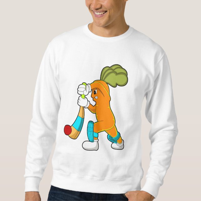 Carrot at Cricket with Cricket bat Sweatshirt (Front)