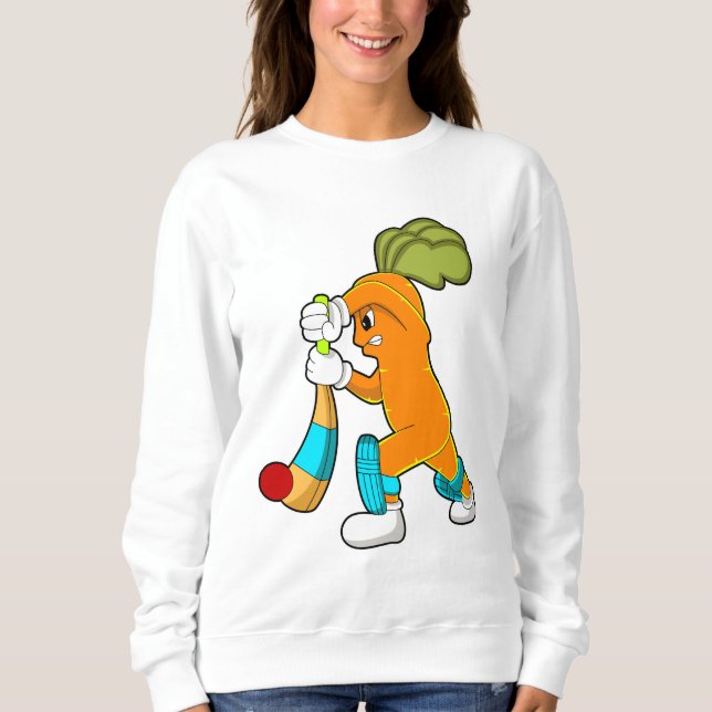 Carrot at Cricket with Cricket bat Sweatshirt (Front)
