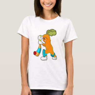 Carrot at Cricket with Cricket bat T-Shirt