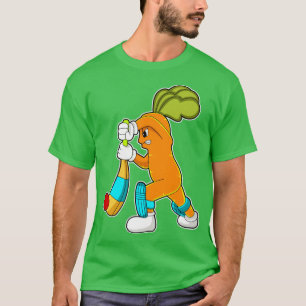 Carrot at Cricket with Cricket bat T-Shirt