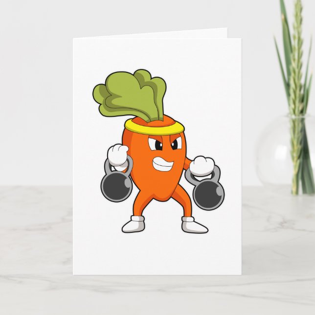 Carrot at Fitness with Dumbbells Card (Front)