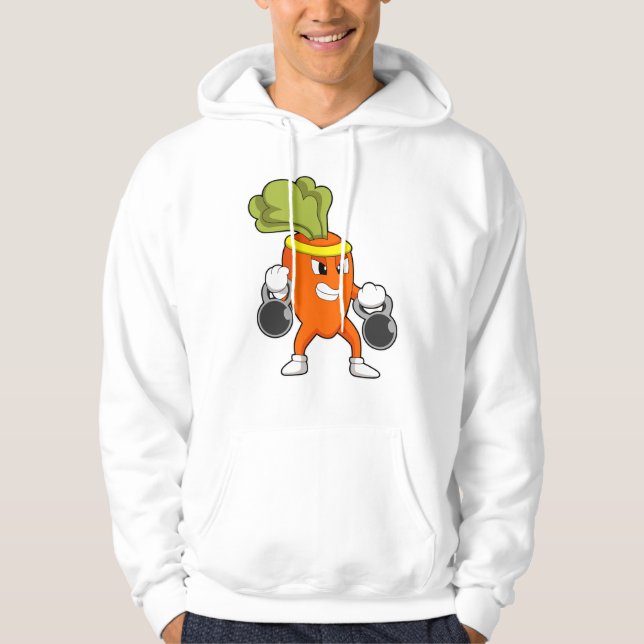 Carrot at Fitness with Dumbbells Hoodie (Front)