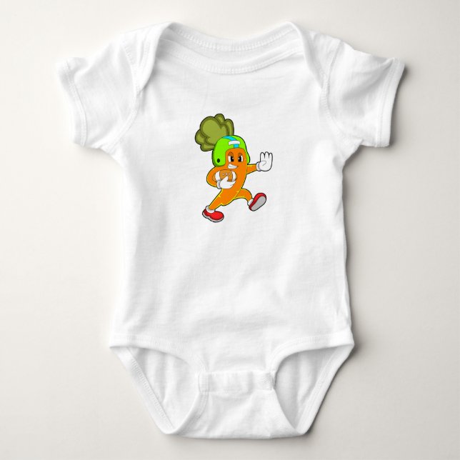 Carrot at Football Sports Baby Bodysuit (Front)