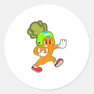 Carrot at Football Sports Classic Round Sticker