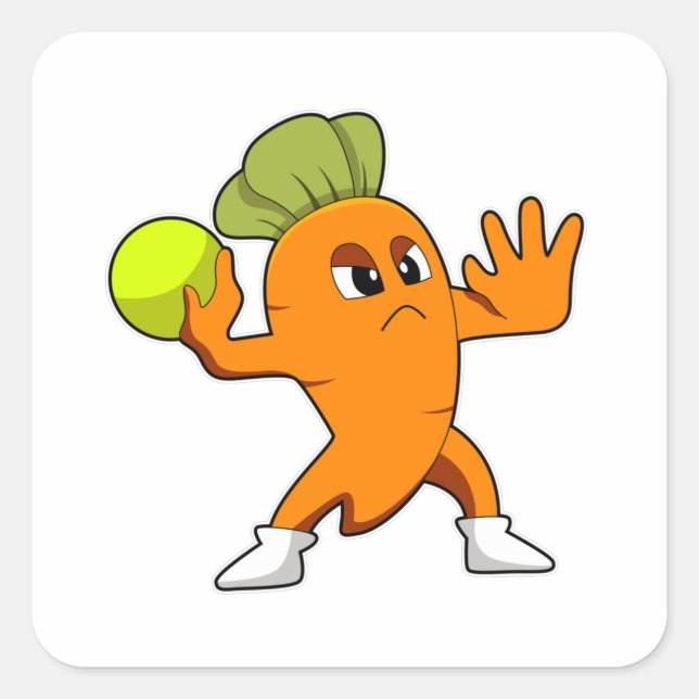 Carrot at Handball player with Handball Square Sticker (Front)