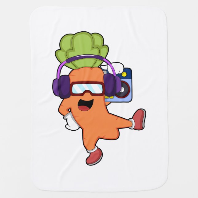 Carrot at Music with Headphone Baby Blanket (Front)