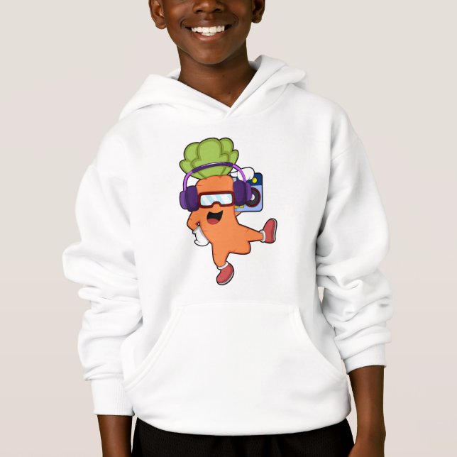 Carrot at Music with Headphone Hoodie (Front)