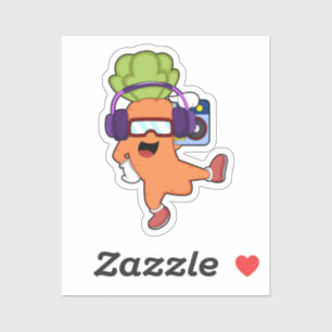 Carrot at Music with Headphone Sticker