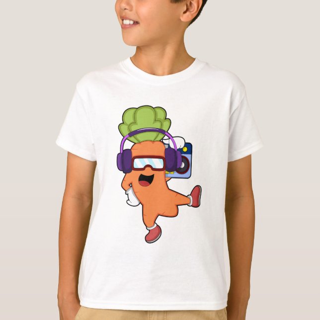Carrot at Music with Headphone T-Shirt (Front)
