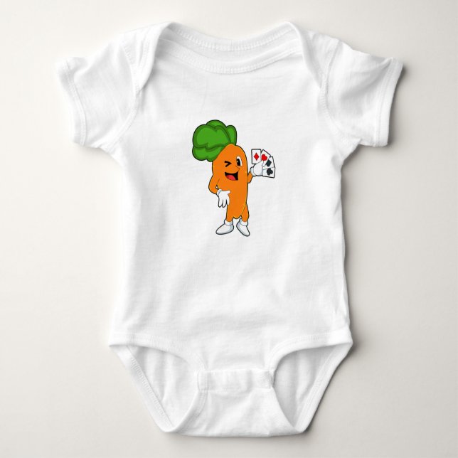 Carrot at Poker with Poker cards Baby Bodysuit (Front)