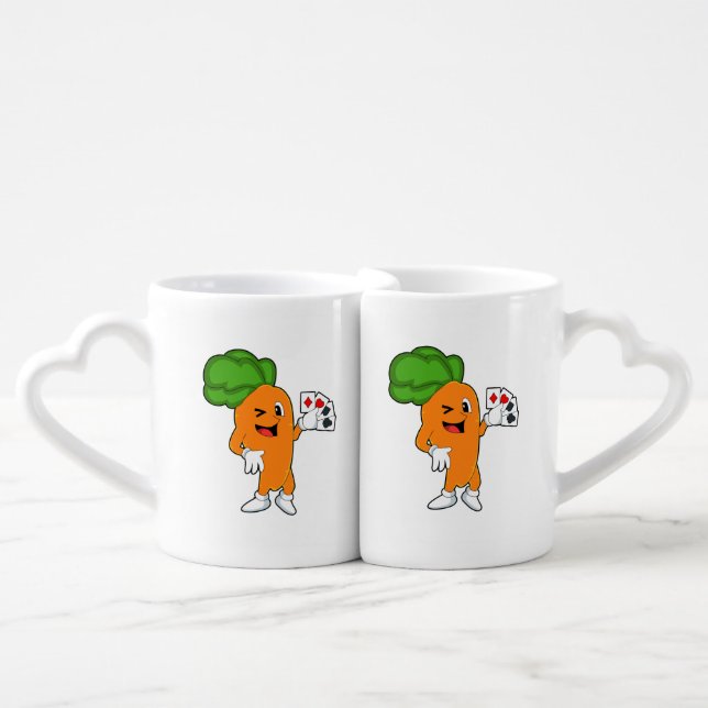 Carrot at Poker with Poker cards Coffee Mug Set (Front Nesting)
