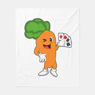 Carrot at Poker with Poker cards Fleece Blanket