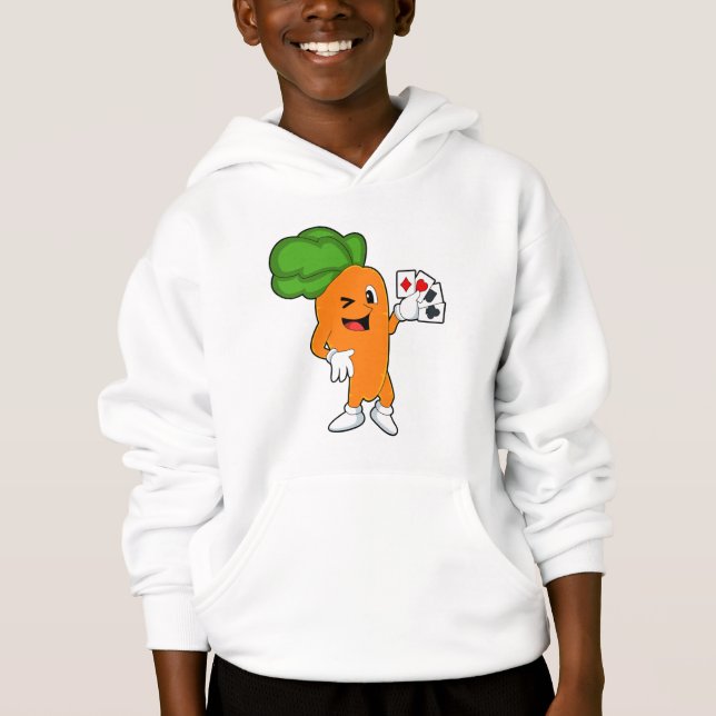 Carrot at Poker with Poker cards Hoodie (Front)