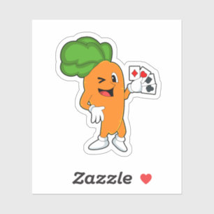 Carrot at Poker with Poker cards Sticker