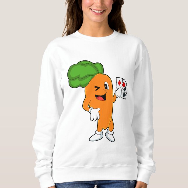 Carrot at Poker with Poker cards Sweatshirt (Front)