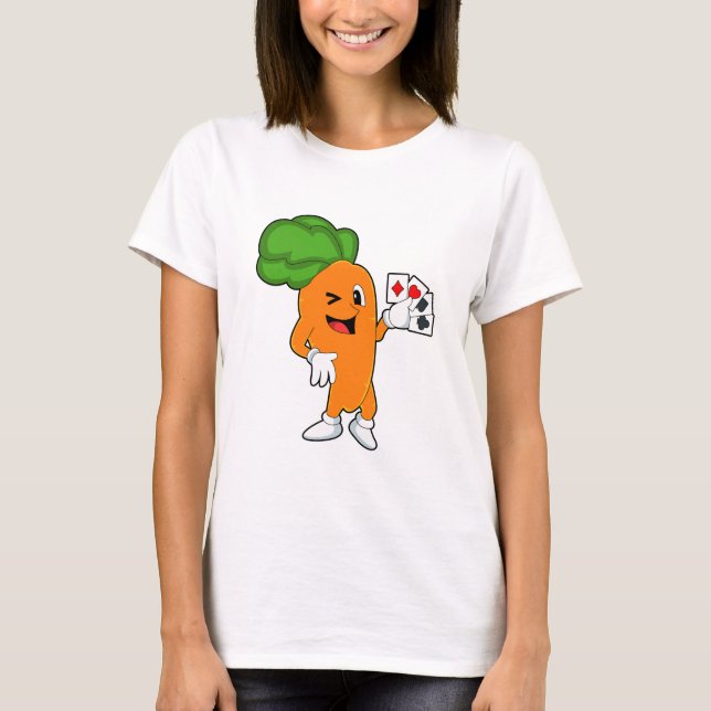 Carrot at Poker with Poker cards T-Shirt (Front)