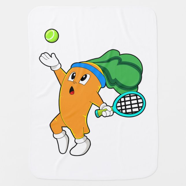 Carrot at Tennis with Tennis racket Baby Blanket (Front)