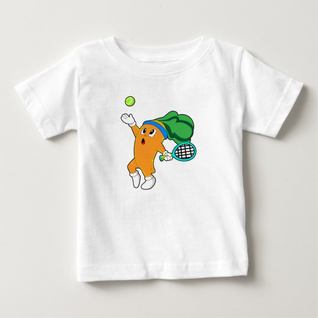 Carrot at Tennis with Tennis racket Baby T-Shirt (Front)