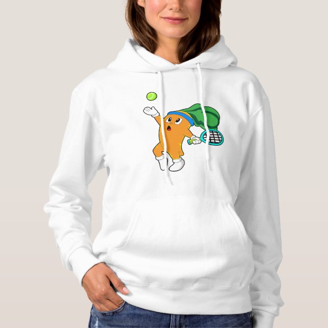 Carrot at Tennis with Tennis racket Hoodie (Front)