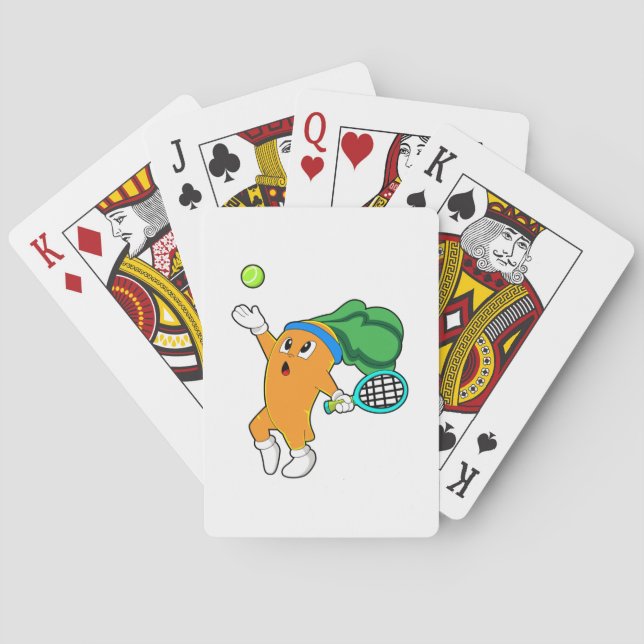 Carrot at Tennis with Tennis racket Poker Cards (Back)